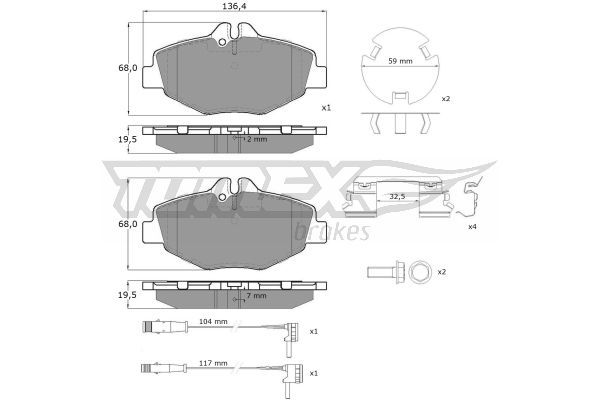 TOMEX BRAKES stabdžių trinkelių rinkinys, diskinis stabdys TX 14-29